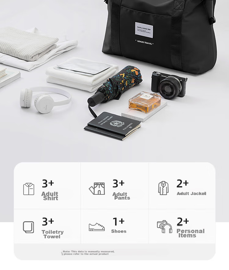 Lehuolvxing Travel Bag for Men, Large Capacity Handheld Luggage Bag, Portable with Handle, Suitable for Short Trips And Carry-On, Simple Storage Bag 9