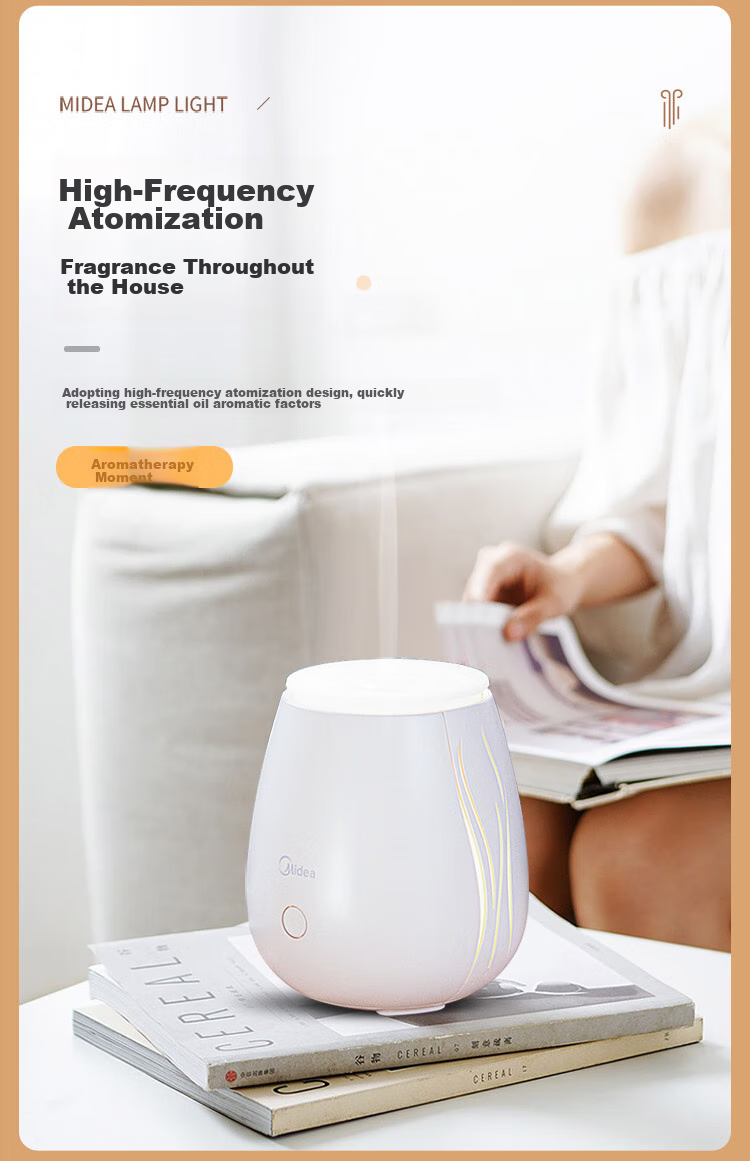 Midea Mini Night Light with Aromatherapy Diffuser, Home Humidifier, Holiday Birthday Gift, Colorful Bedside Mood Lamp 4