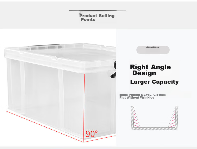 TENMA Plastic Clothing Storage Box, Car Storage Box 45 Liters, Transparent Lox Organizer Box 530L 6