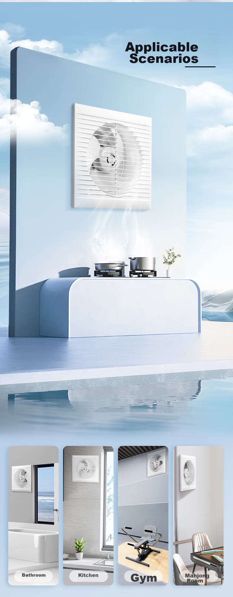Midea [Window Exhaust] Window-Mounted Exhaust Fan Ventilation Fan for Bathroom Kitchen Wall Use, 8-Inch Extractor Fan, Level 1 Energy Efficiency 2