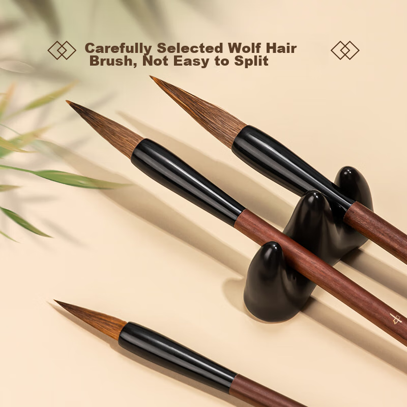 Deli Calligraphy Beginner Set, 3 Wolf Hair Brushes, Medium And Large Regular Script, Four Treasures of The Study, Chinese Painting Copybook, Brush Pen, Ink, Paper, Inkstone, Large Medium Small Regular Script, Adult Back-To Gift