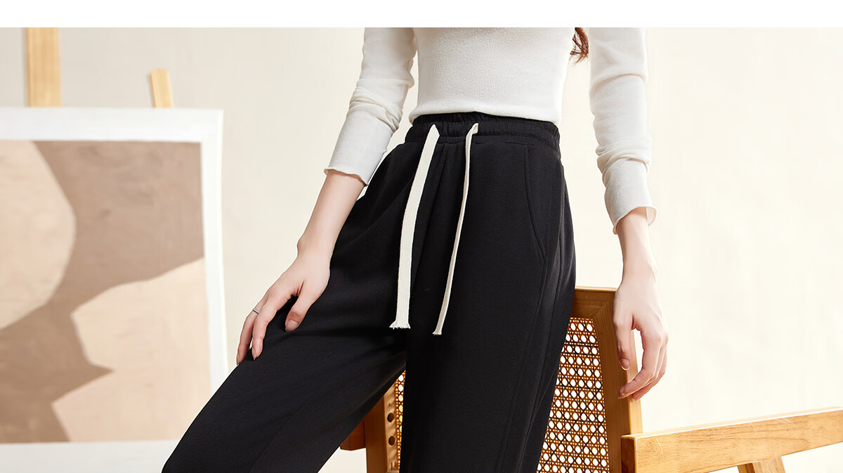 Halo Queen Women's Casual Pants with Drawstring Elastic Waist And Tapered Leg for Spring And Autumn, Fashionable Versatile Loose-Fitting Sweatpants, New Product H143R1007 7