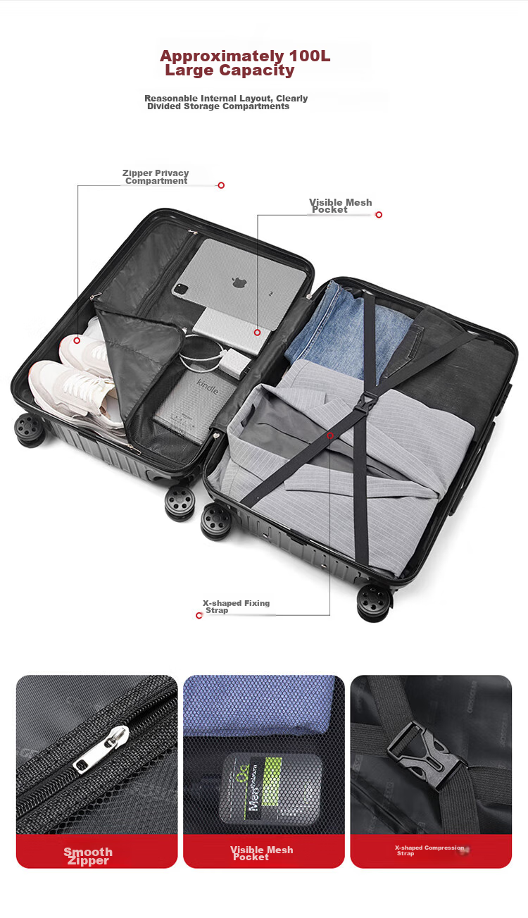 CROSSGEAR Swiss Army Knife Luggage, 28-Inch Large Capacity Suitcase, Password Lock Suitcase, Travel Case, Student Leather Suitcase for Men And Wome 7