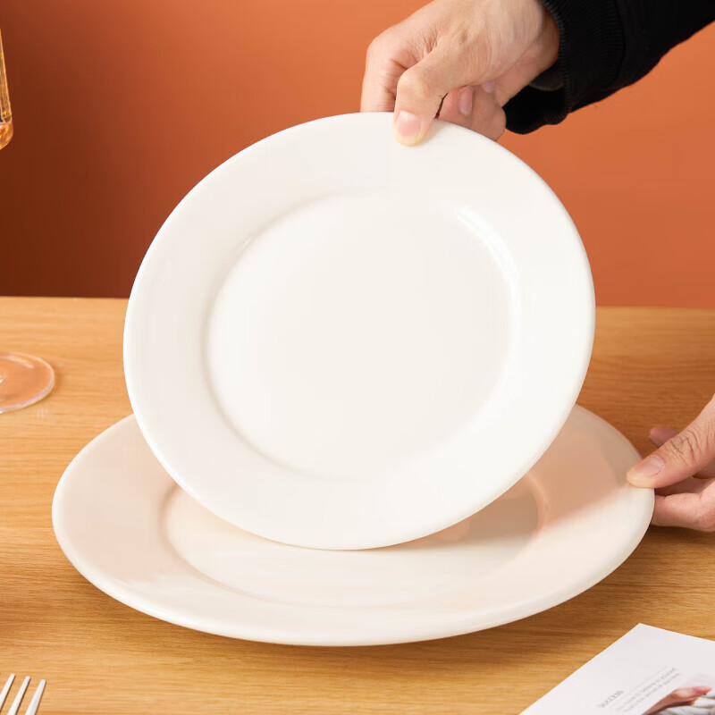 Youlaifu Ceramic Steak Plate, Home Dining Plate, 10-Inch European-Style Western Plate, Hotel Commercial Use, Microwave Safe, Set of 2