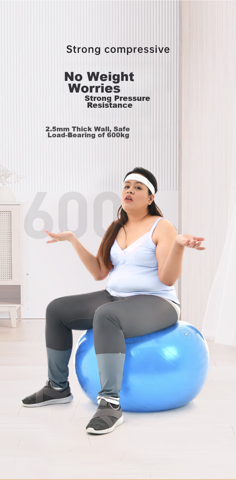 LI-NING Yoga Ball Professional Anti-Burst Non-Slip Thickened High Elasticity Pressure Resistant Maternity Exercise Ball 55cm Qing Shan Blue 6