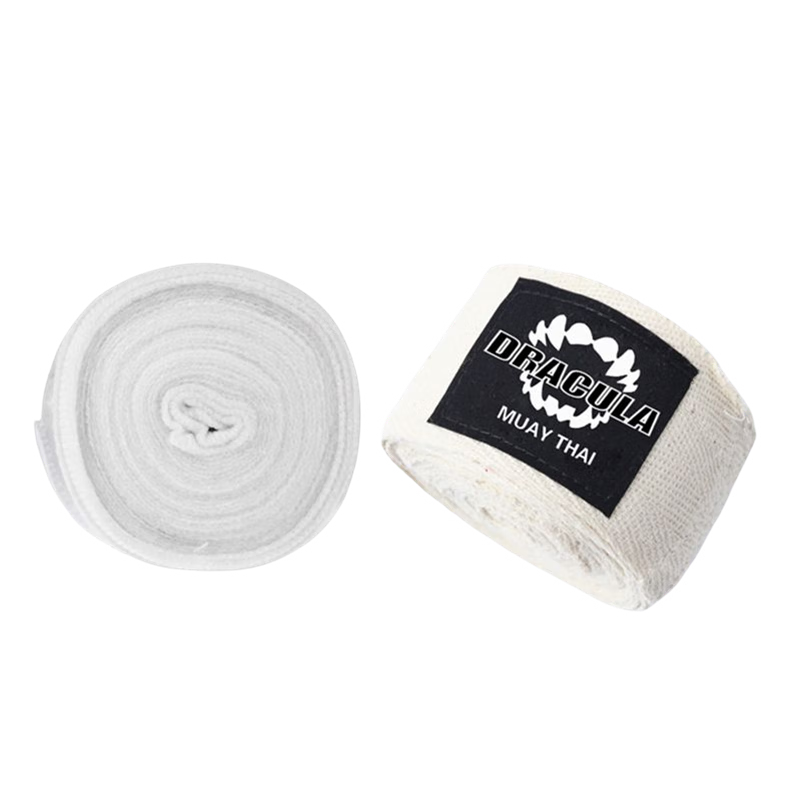 MUAYTHAI DRACULA Boxing Hand Wraps, Kickboxing And Muay Thai Sports Gloves Bandages, White, 3 Meters [One Pair]