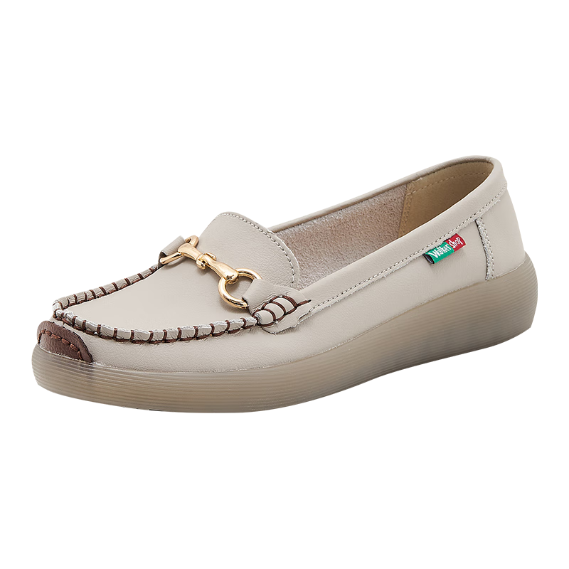Walker Shop Aokasuo Slip-On Loafers for Women, Soft-Soled Casual Shoes, Single Shoes, Mom Shoes, D133399, Gray, Size 40
