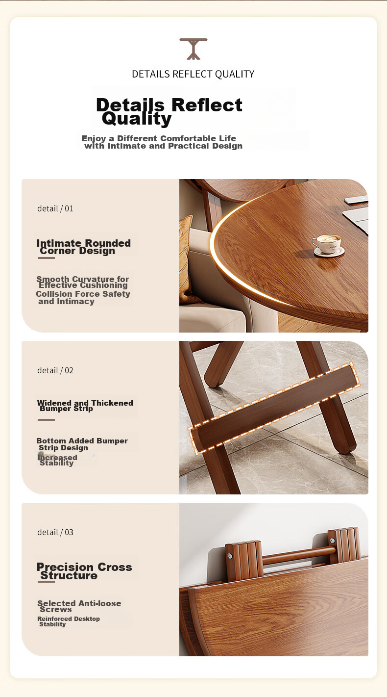 Chibailun Folding Table, Home Folding Dining Table, Compact Round Table for Small Apartments, Simple Portable Small Table 10