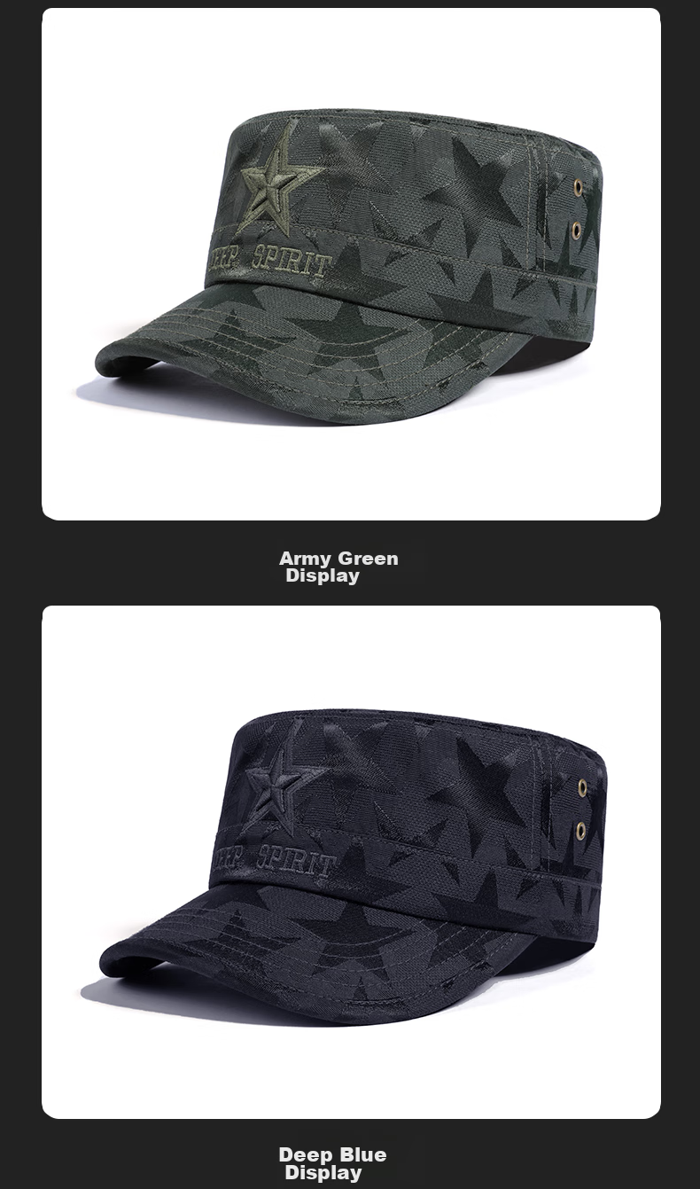 JEEP Men's Baseball Cap Four-Season Versatile Duckbill Casual Outdoor Flat Top Hat A0160 Dark Blue 14