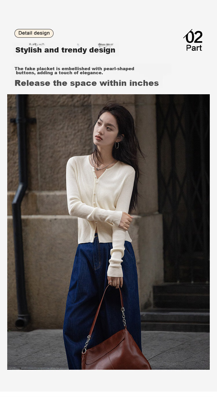 Dme [Elegant V-Neck Knit Sweater] Spring And Autumn Lightweight Mature Sister Layered Inner Wear Slimming Elegant Knit Sweater for Wome 7