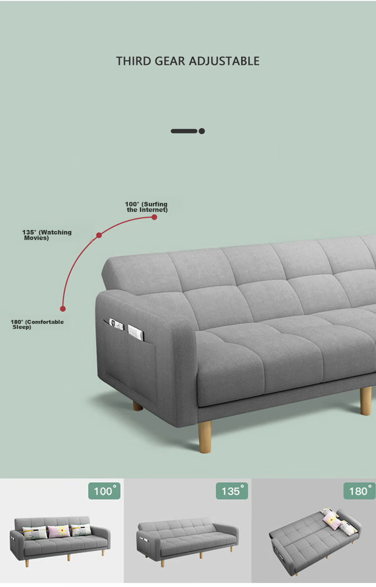 L&S Sofa Living Room Foldable Sofa Bed Dual-Use Small Apartment Lazy Sofa Tech Fabric S96 Light Green + Off-White 2m 12