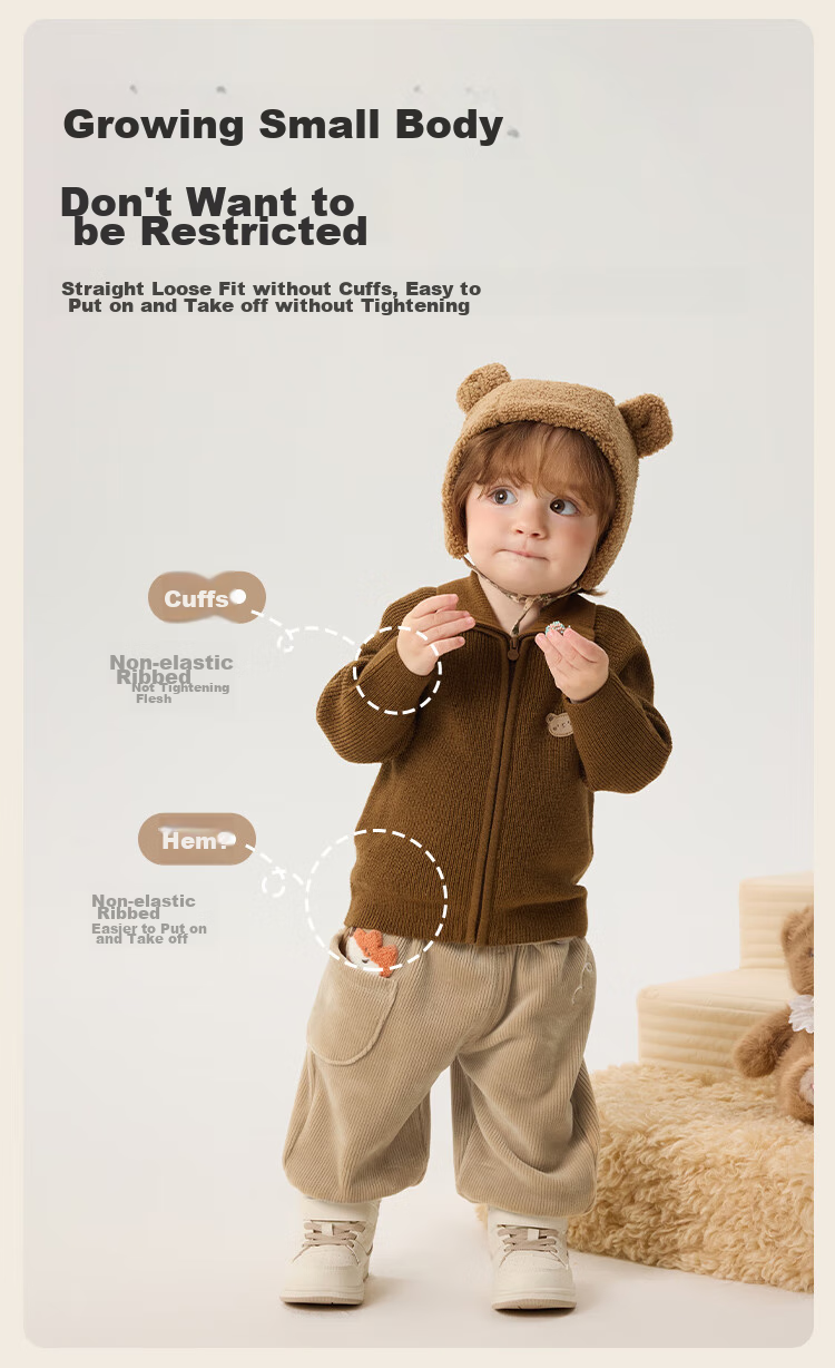 BALABALA Children's Clothing, Baby Sweater, Winter Undershirt for Kids, Infant Wool Sweater, Cardigan, Warm Knitted Cardigan for Boys And Girls 9