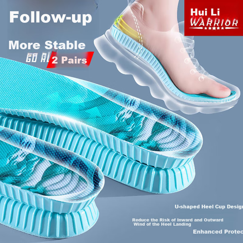 Warrior 2-Pair Sports Insoles for Men, Shock-Absorbing, Soft, Odor-Resistant, Breathable, Sweat-Absorbing, Military Training 6085 Green 39-40