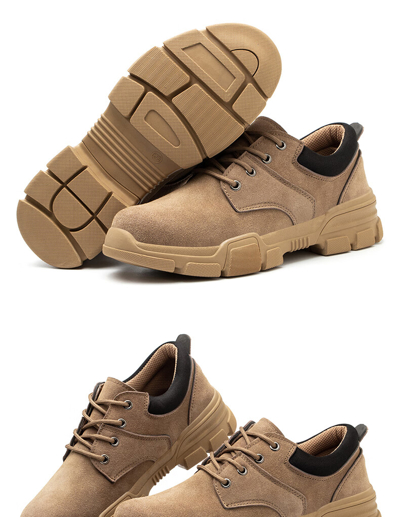 FUCHENG Safety Shoes for Men, Breathable Steel Toe Cap, Anti-Smashing, Anti-Puncture, Wear-Resistant Cowhide, Comfortable Work Protective Safety Shoes 267 Size 37 9