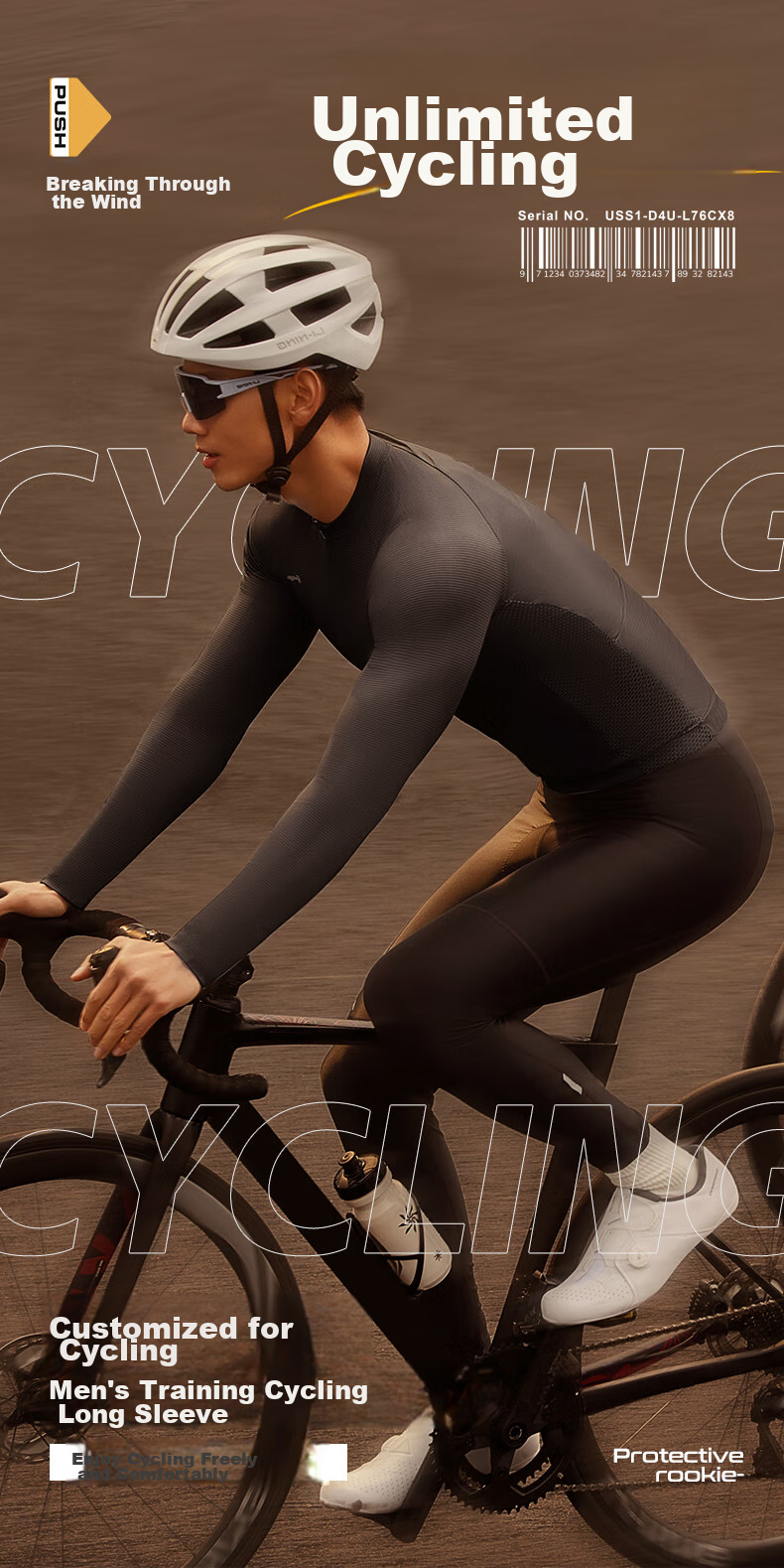 Li-Ning Cycling Jersey, Long Sleeve, Autumn And Winter New Style, Men's Road Bike Mountain Bike Breathable Top, Quick-Drying Cycling Clothing 1