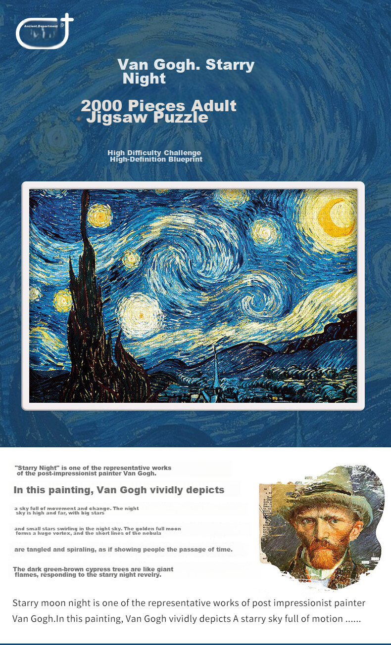 AIPUZZLE Adult Puzzle, 2000 Pieces Starry Night Sky, Adult Toy, Home Decoration, Stress Relief Puzzle Toy, Birthday Gift 1