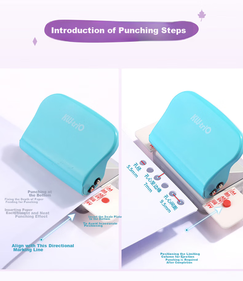 KW-Trio [Popular Product] A520/B526/A430 Multi-Hole Punch, Learning Tool for Binding Loose-Leaf Papers, 6-Hole Punch, Hole Maker 17