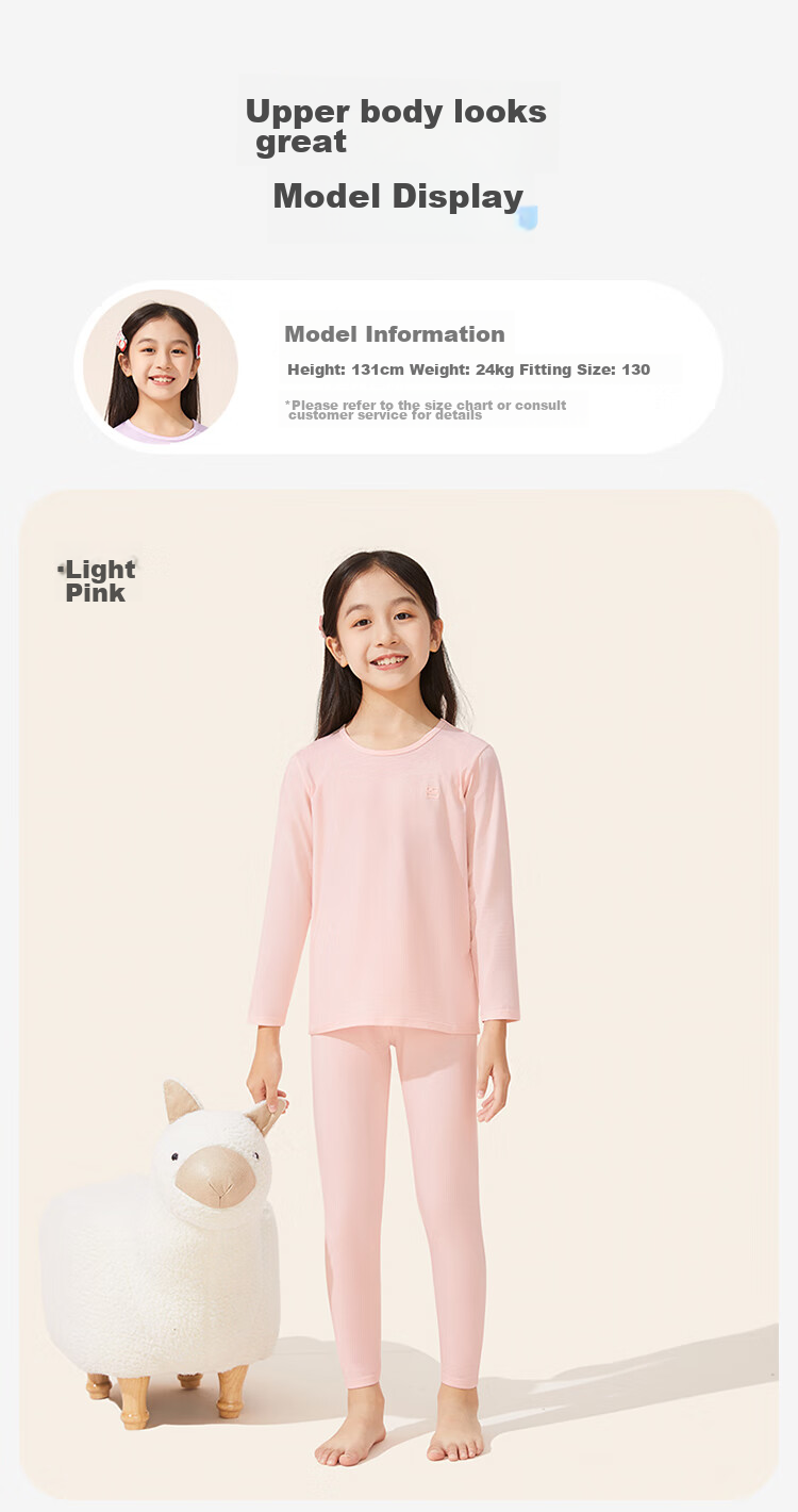 Jiusuiban Children's Thermal Underwear for Girls, Autumn And Winter Fleece-Lined Thin School Uniform Base Layer Cotton Sweater Pajamas Pants Big Kids Autumn Clothes And Pants 14