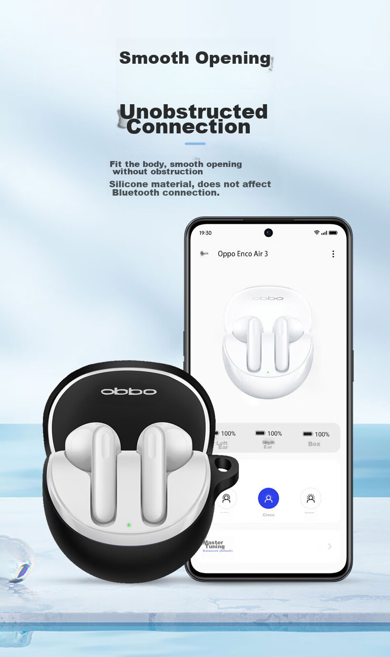 KMaxAI Compatible with OPPO Enco Air3 Earphone Case, Silicone Protective Cover with Hook, True Wireless Charging Case, Frosted Protective Simple Solid Color Soft Shell, White 6