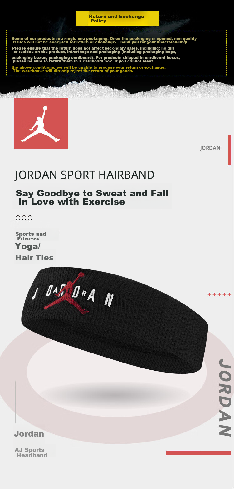 NIKE AJ Headband Sweat-Absorbing Band, J1007580134OS, Red And White, One Size Fits All 1