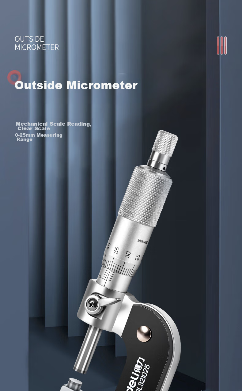 Deli High-Precision Mechanical Screw Gauge, Micrometer, Thickness Gauge, Vernier Caliper 1