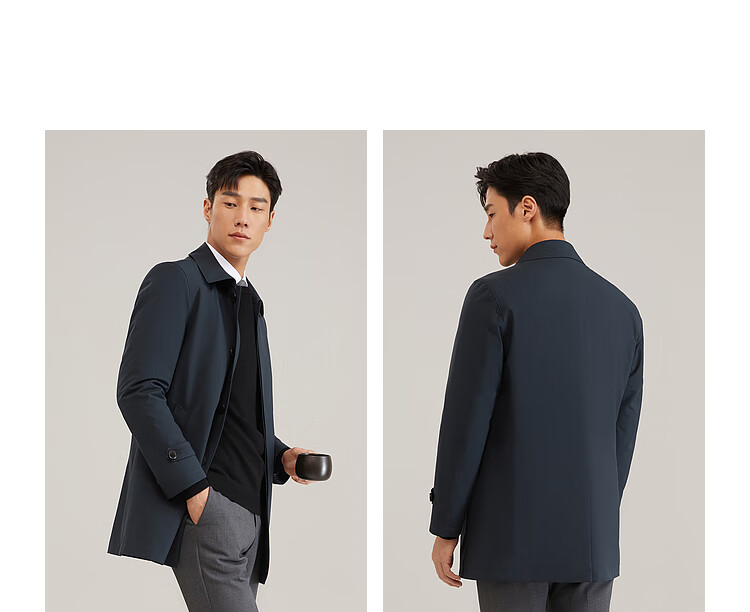 YOUNGOR [Detachable Goose Down Inner Liner Windbreaker] Autumn And Winter Executive Coat, Navy Blue (New), XL (180/100A) 22