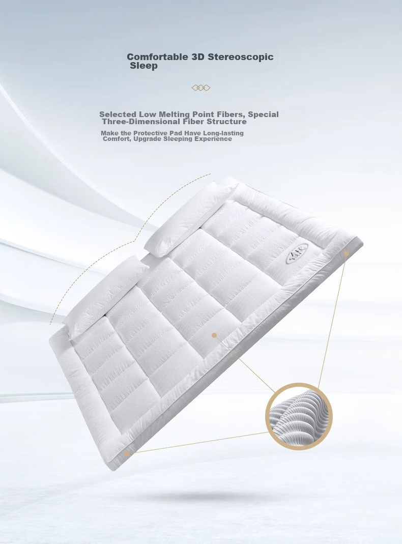 Canasin Hotel Mattress Pad, Thickened Foldable Non-Slip Protective Mat, Antibacterial Fiber Pad, Double Size 150*200cm + 3 5