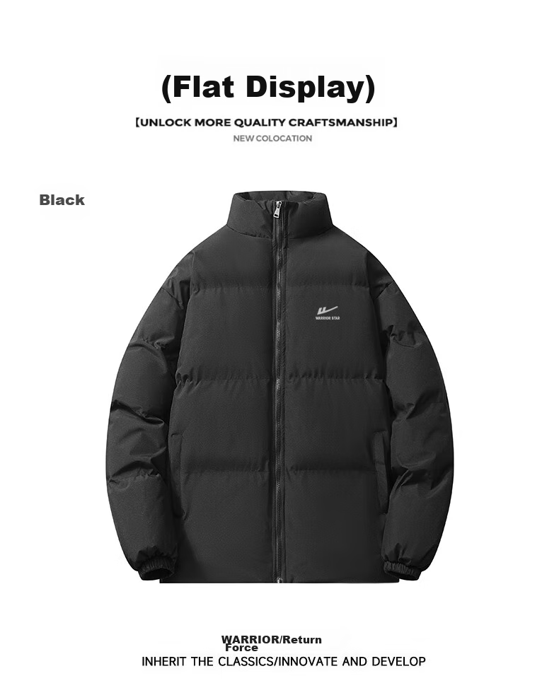 Warrior Cotton Jacket for Men, Winter Stand-Up Collar, Thickened Warm Padded Coat, Cold-Resistant Outerwear, Trendy Versatile Puffer Jacket for Men, 2881 13