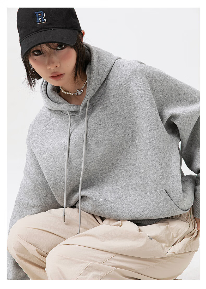 Mianzhi Men's Sweatshirt, Hong Kong Style Versatile Trendy Hoodie, Loose-Fitting Couple's Casual Top, White, L 25