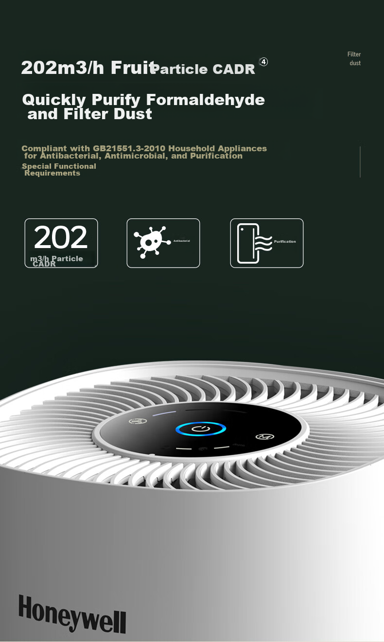 Honeywell Air Purifier for Home, Study, Office, Formaldehyde Removal, Odor Elimination, Secondhand Smoke, Desktop-Specific Purification Device KJ205F-PAC000AW 7