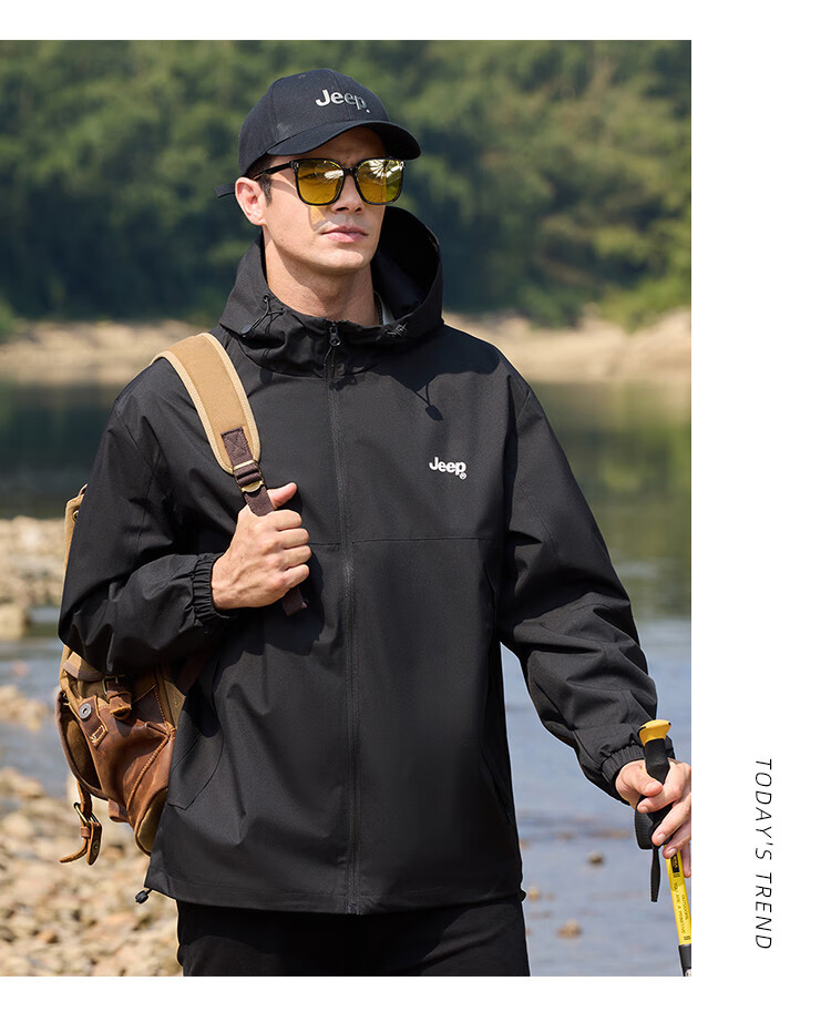 JEEP Outdoor Mountain Series Spring And Autumn 2026 Men's Sports Jacket, Loose-Fitting Hooded Cardigan Coat for Me 16