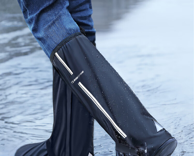 BWNK High Tube Rain Boot Covers Hiking Thickened Non-Slip Sandproof Foot Covers Outdoor Portable Unisex Rain Boots M Size Black 18