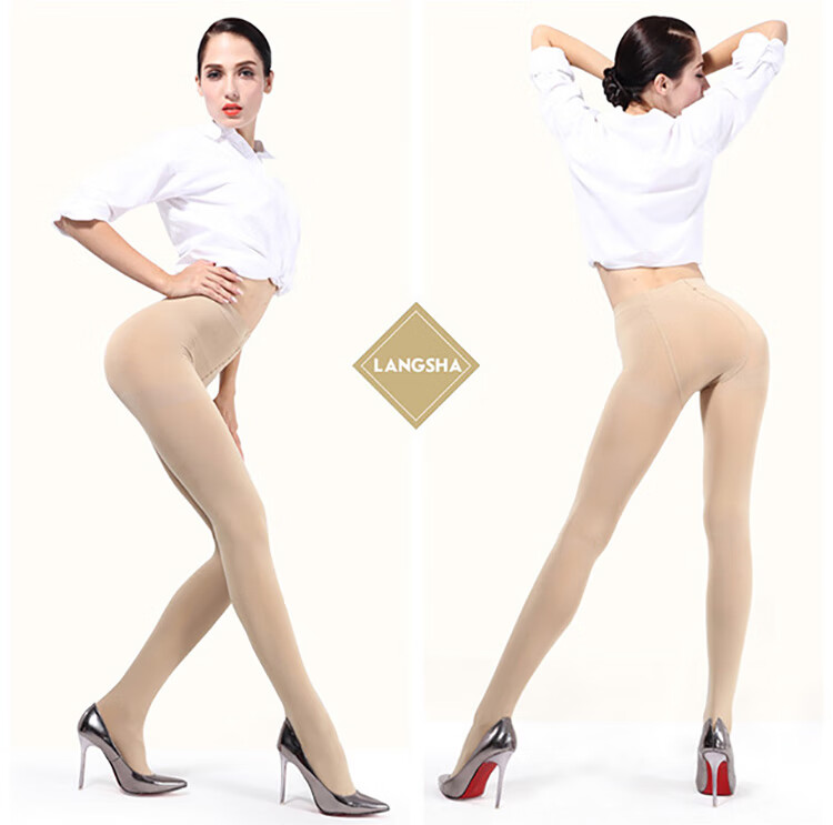 LangSha Women's Leggings for Autumn And Winter, Warm Pants, Black And Flesh Color, Fleece-Lined Thick Base Layer Socks, Black Pants 1 Pair, 300g Suitable for -5~15°C 13