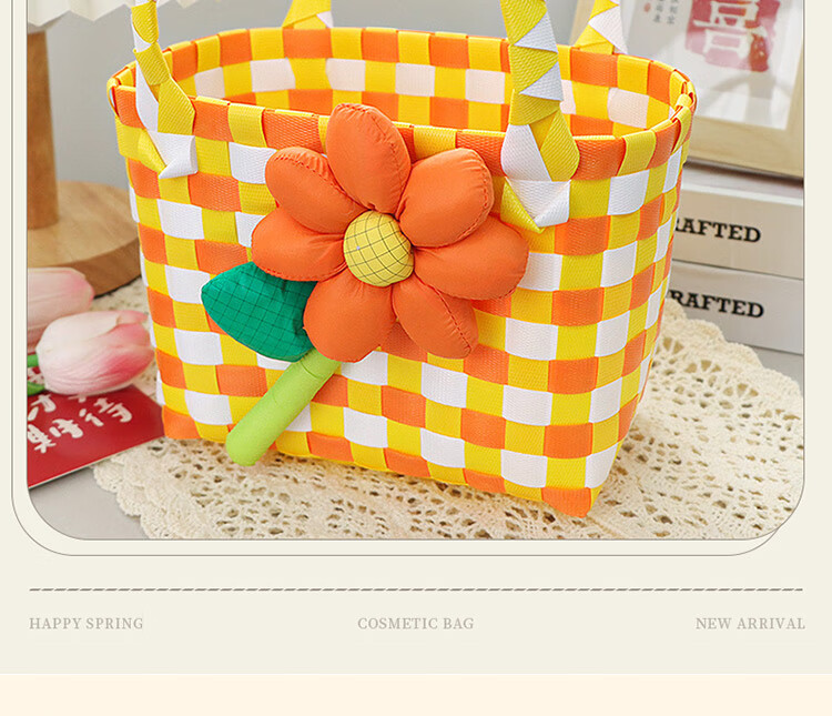TaTanice Handbag Woven Bag, Mid-Autumn Festival Gift Birthday Storage Bag, Colorful Woven Basket Shopping Tote 2
