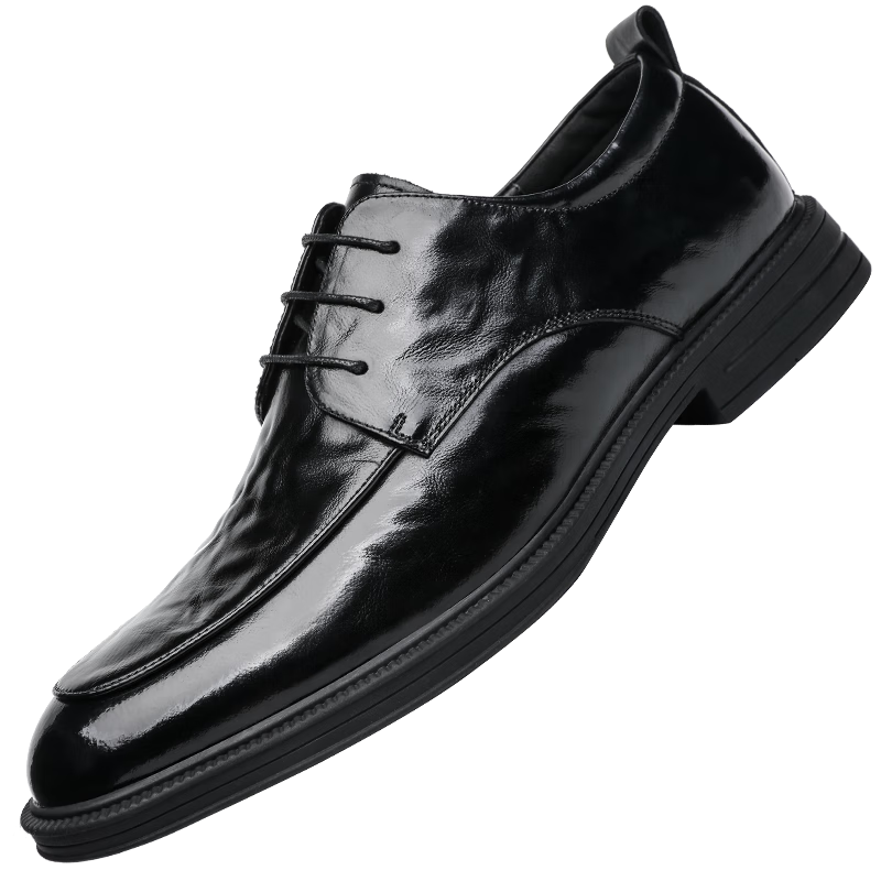CARTELO British Hand-Scraped Top-Grain Leather Men's Shoes, Business Casual Men's Leather Shoes, Suede Wedding Shoes, Leather Shoes 9735 Black Size 39