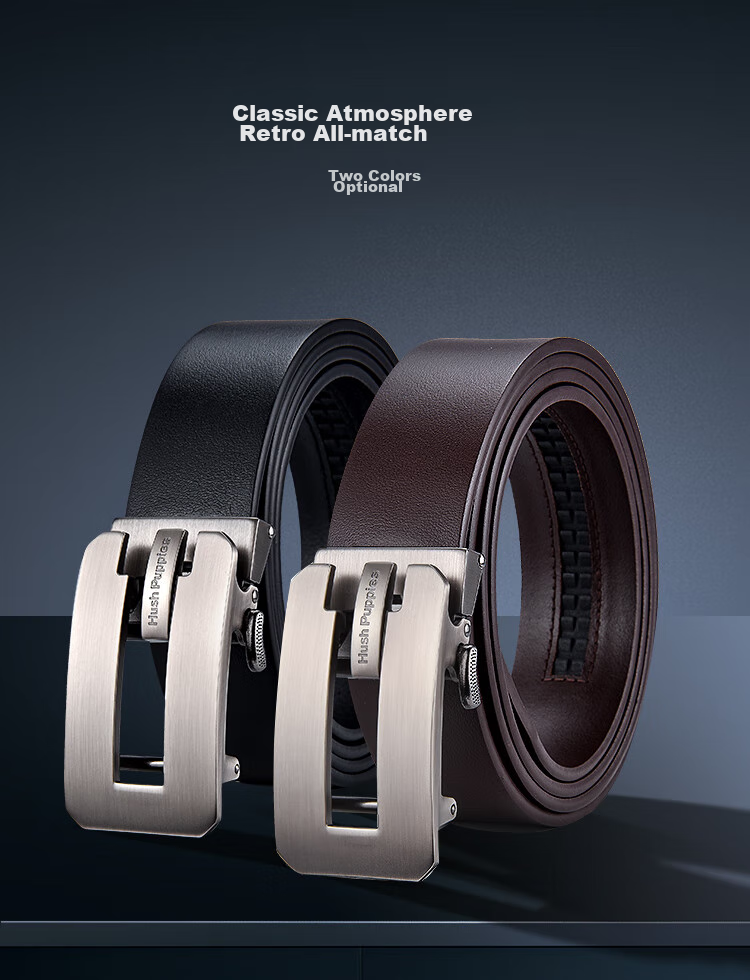 Hush Puppies Men's Genuine Leather Automatic Buckle Belt Fashion Business Trendy Birthday Gift for Boyfriend and Dad 5