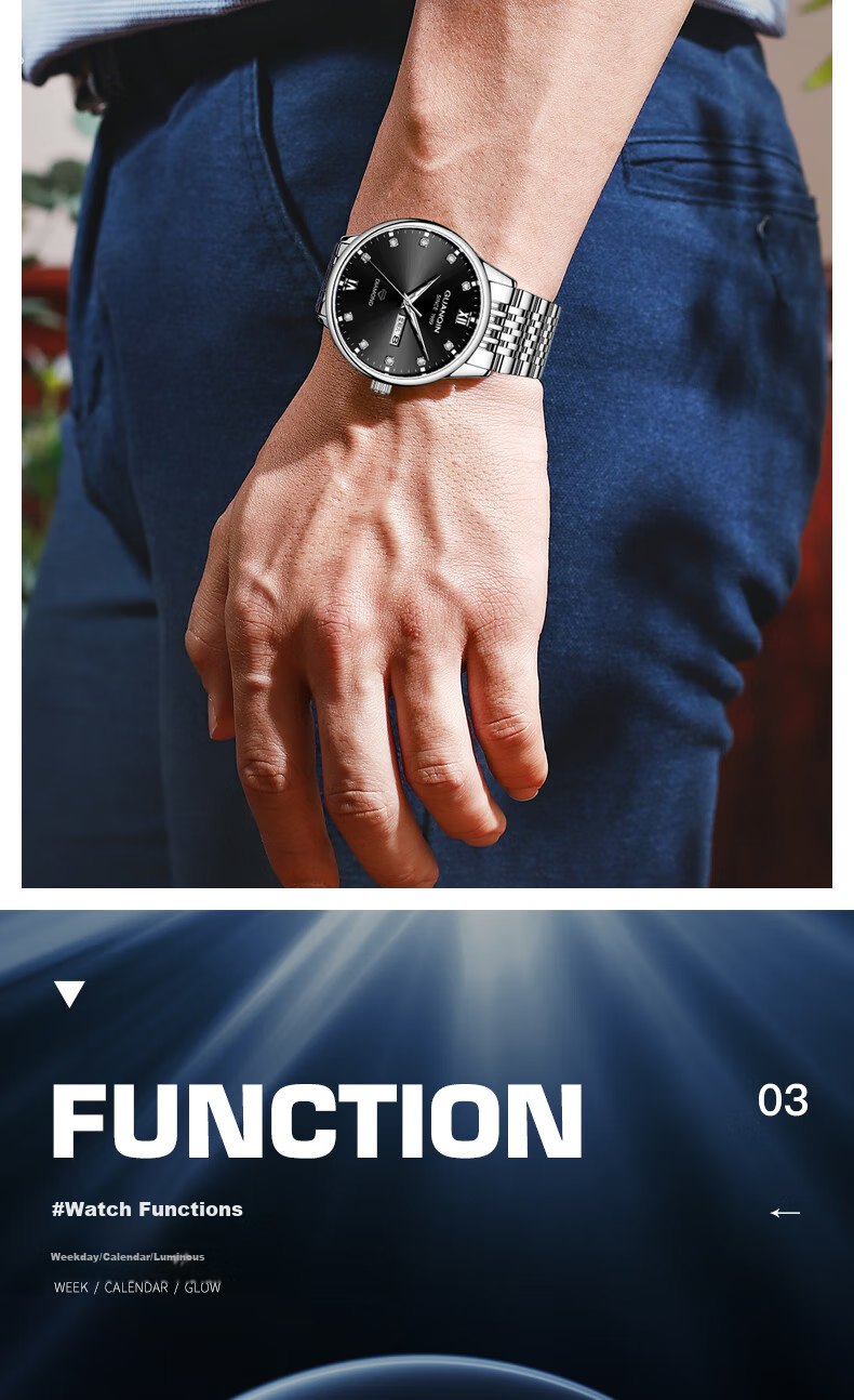 GUANQIN High School Entrance Exam-Specific Men's Watch for Middle And High School Students, Silent Exam Room Watch, Youth And Adult Gift 6