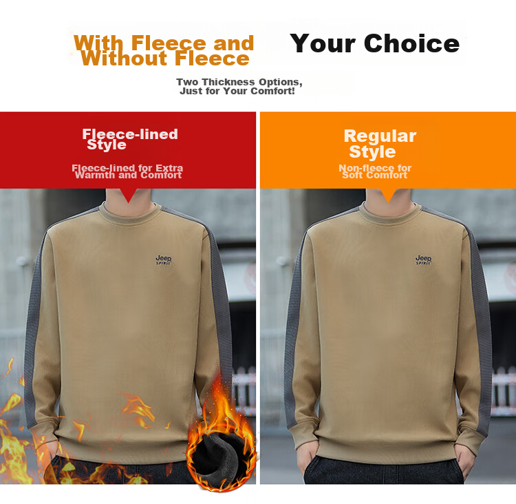 JEEP SPIRIT Men's Waffle Knit Long-Sleeve T-Shirt, Loose Casual Trendy Men's Top for Spring And Autum 2