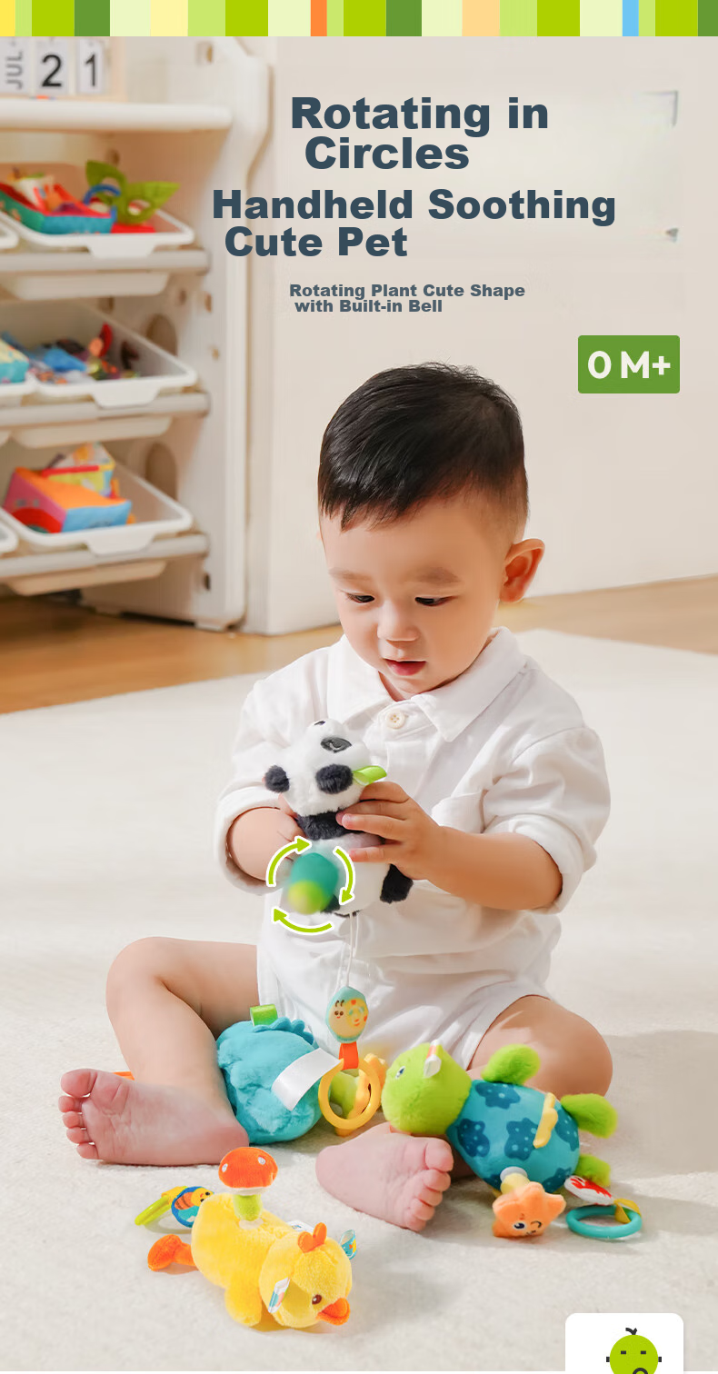 Jollybaby Cute Pet Spinning Toy with Pull Rope, Can Be Chewed And Soothing, 0-1 Year Old Baby Toy, Panda Spinning Doll 1