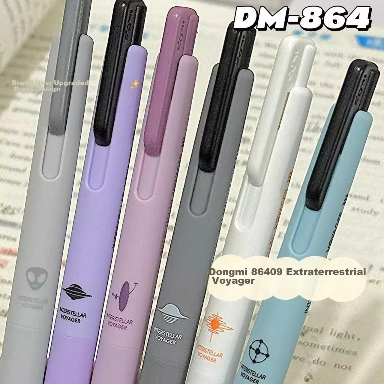 Ручка шариковая Dongmi DM864, набор из 6 штук, черный стержень, 0.5 мм, для школы и офиса, быстрая сушка