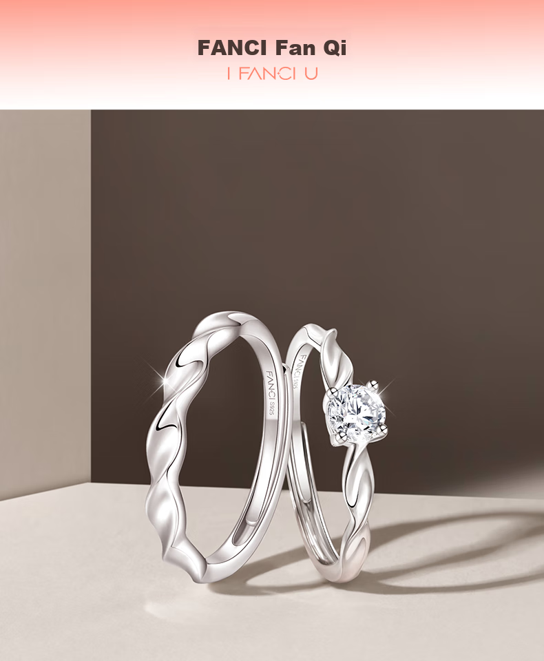 Fanci Shimmering Galaxy Couple's Proposal Engagement Ring Pair Gift Matching Rings Birthday Present for Boyfriend Girlfriend 1