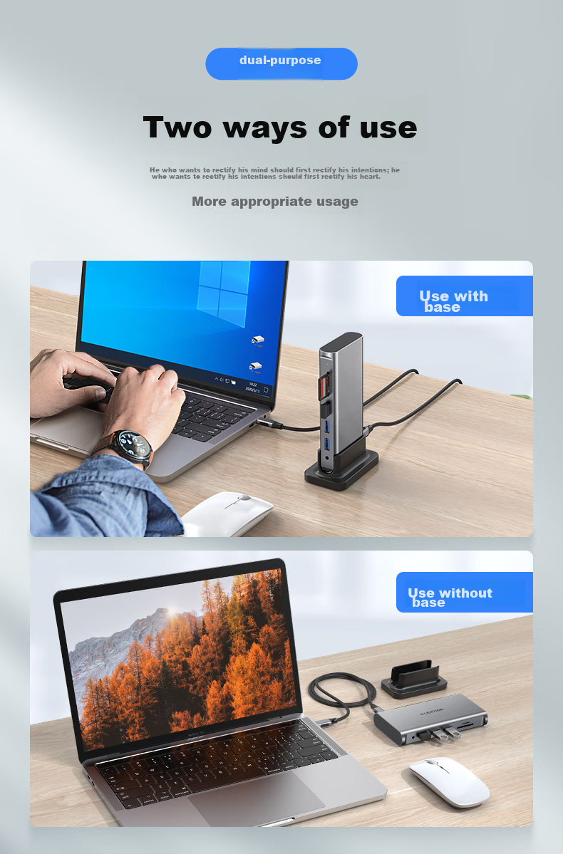 LENTION Compatible with Apple Laptops, Type-C Expansion Dock, USB 3.0 Hub, HDMI 4K Screen Mirroring Converter, Splitter Adapter, SD/TF Card Reader 13