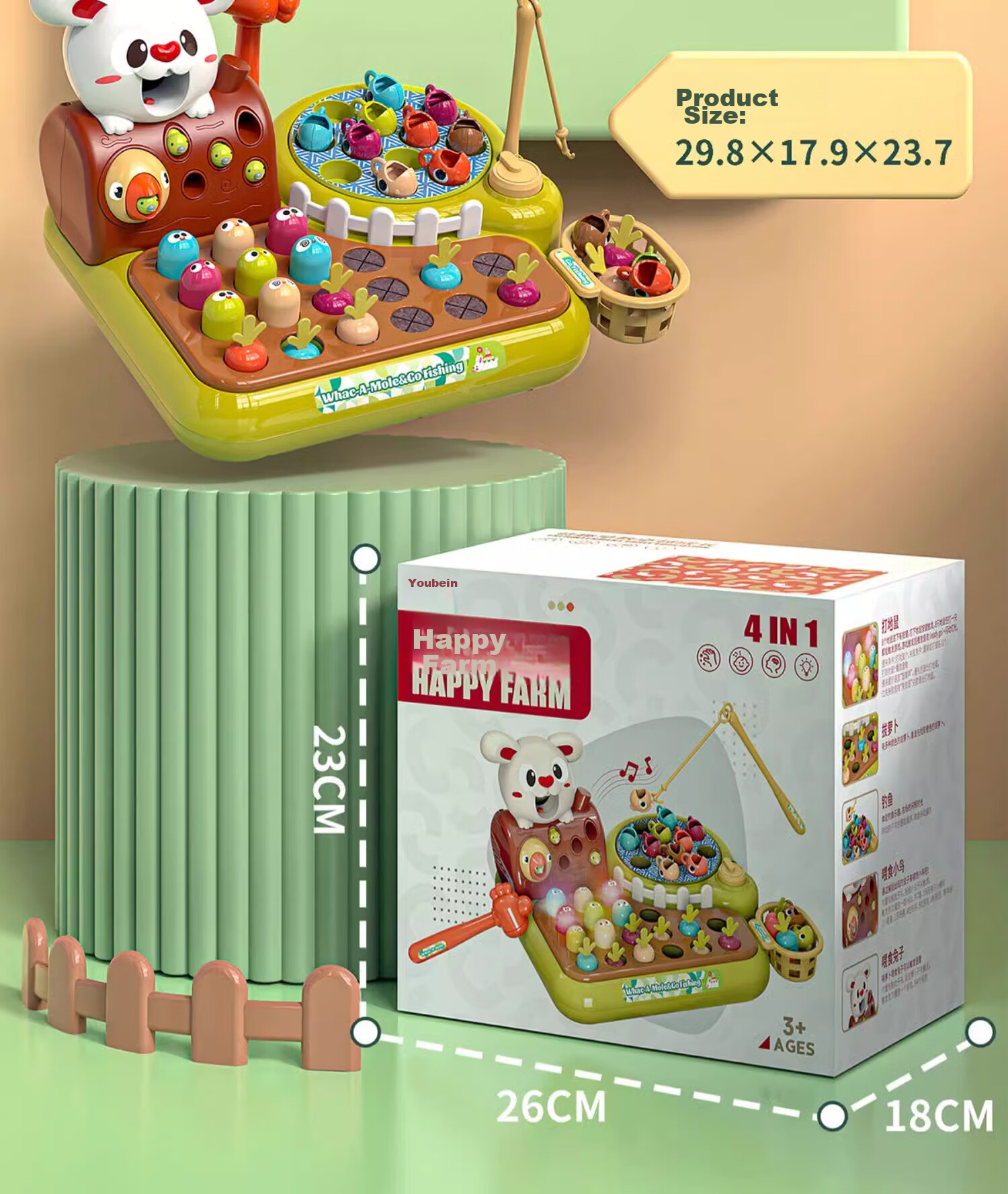 Mabaozibao Whack-A Toy Fishing Game for Children Aged 1-3 Years Old, Pulling Carrots, Rechargeable, Educational Toy for Boys And Girls, Birthday Gift 20