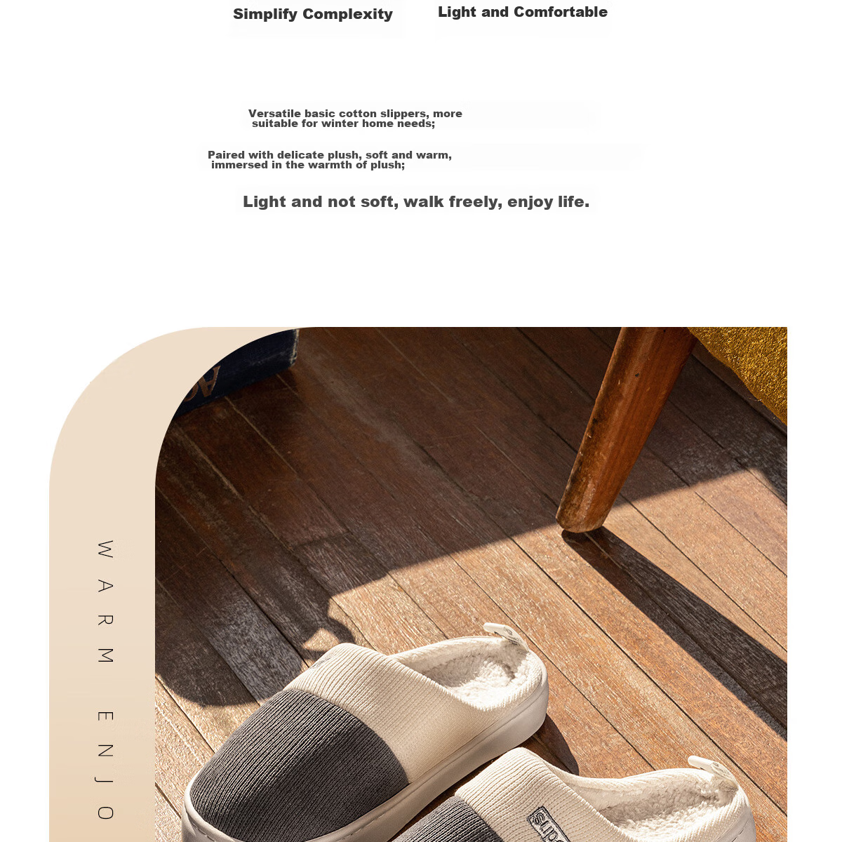 Grace Cotton Slippers for Men, Autumn And Winter Indoor Non-Slip Odor-Resistant Warm Thick-Soled Squishy Feeling Home Slippers for Men in Winter 3