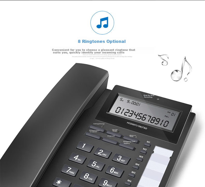 BBK Landline Telephone, Fixed-Line Phone for Office And Home Use, Dual Interface, 10 Sets with One-Key Dialing, HCD159 Ruibai 6