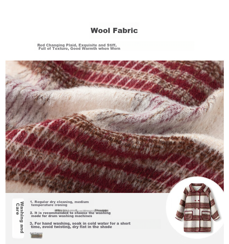 BALABALA Girls' Outerwear, Children's Spring And Winter Clothing, Toddler Vintage Plaid Wool Coat 3