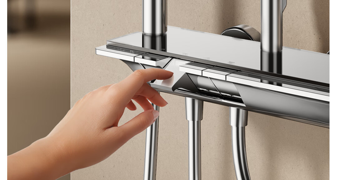 JOMOO Shower Set with Brass Piano Key Design, Descaling, Waist And Back Sprays, Massage Function, Constant Temperature, SPA Shower System 26192-695/1B 22