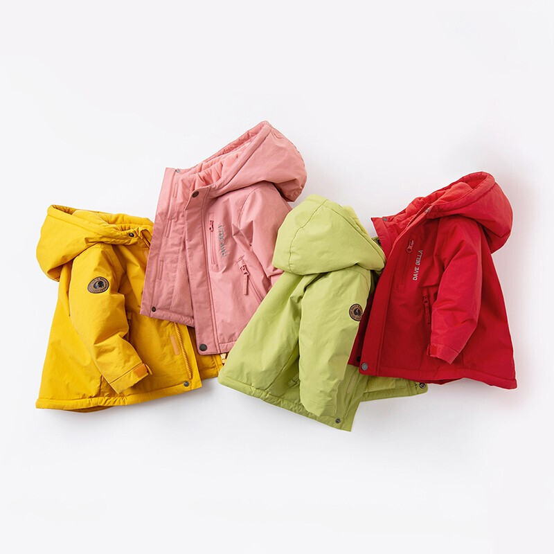 DAVE & BELLA Kids Cotton Padded Jacket Girls Winter Coat Boys Thickened Hooded Cotton Coat