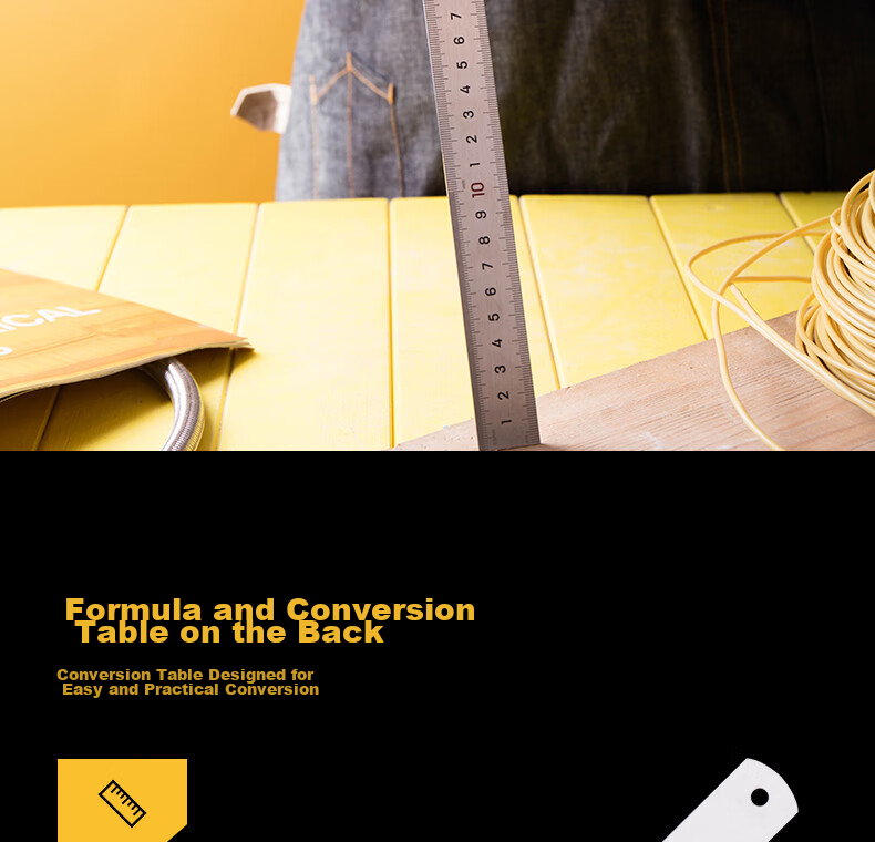 Deli Stainless Steel Straight Ruler with Scale, Metric Scale Drawing Ruler, 150cm 6