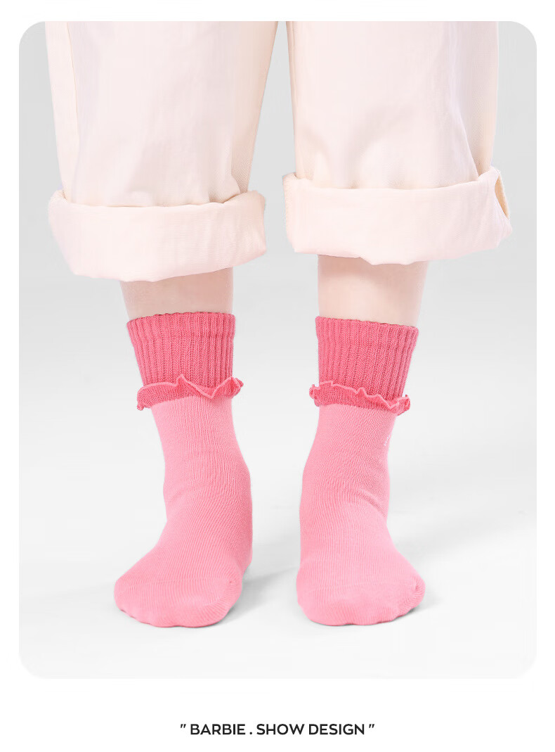 Barbie Girls' Socks, Cute Mid to Big Kids Cotton Short Socks, Spring And Autumn Girls' Student Mid-Calf Socks, Children's Seamless Cotton Socks 9